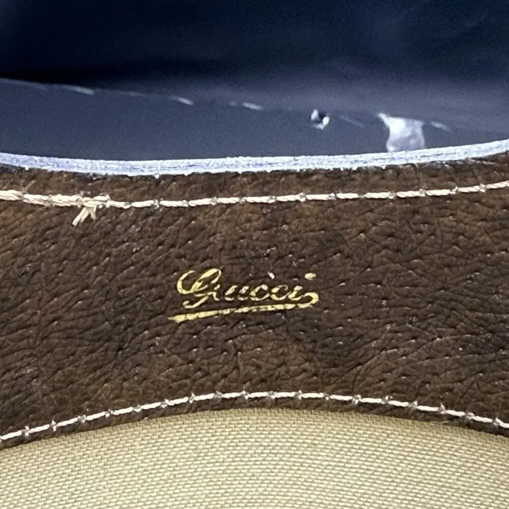 Vintage Gucci Bag Clutch Tote GG Monogram PVC Canvas & Leather w Orig Paper Tag
